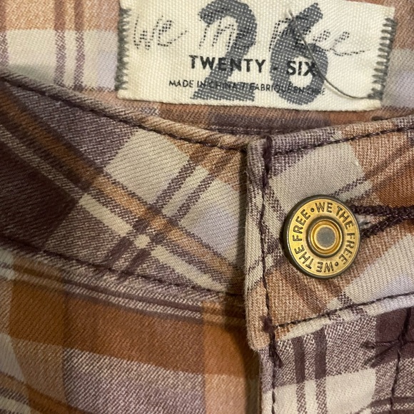 Free People Plaid Flare Pants - Brown and Cream - Picture 5 of 5